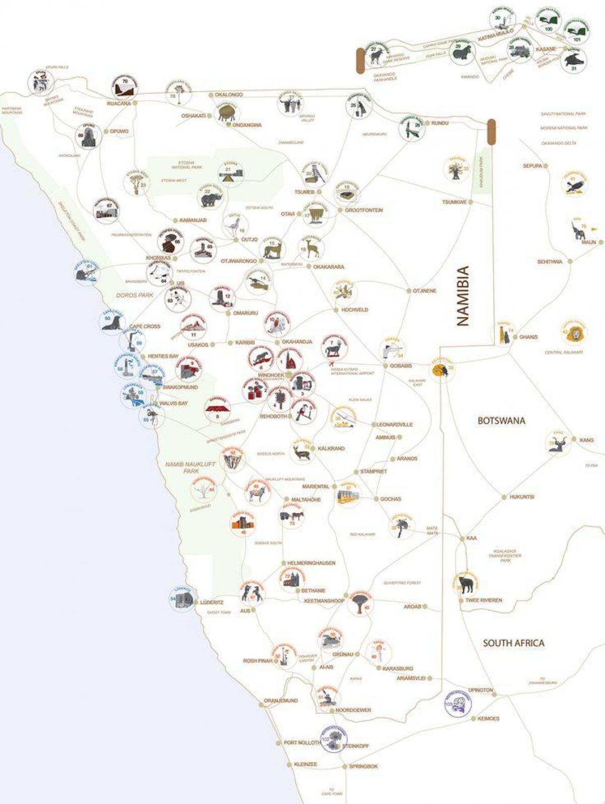 Ramani ya Namibia ziara ya mipango