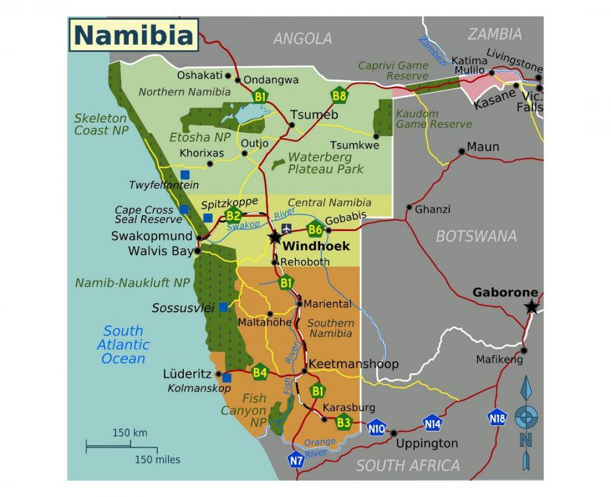 Ramani ya kaskazini mwa Namibia 
