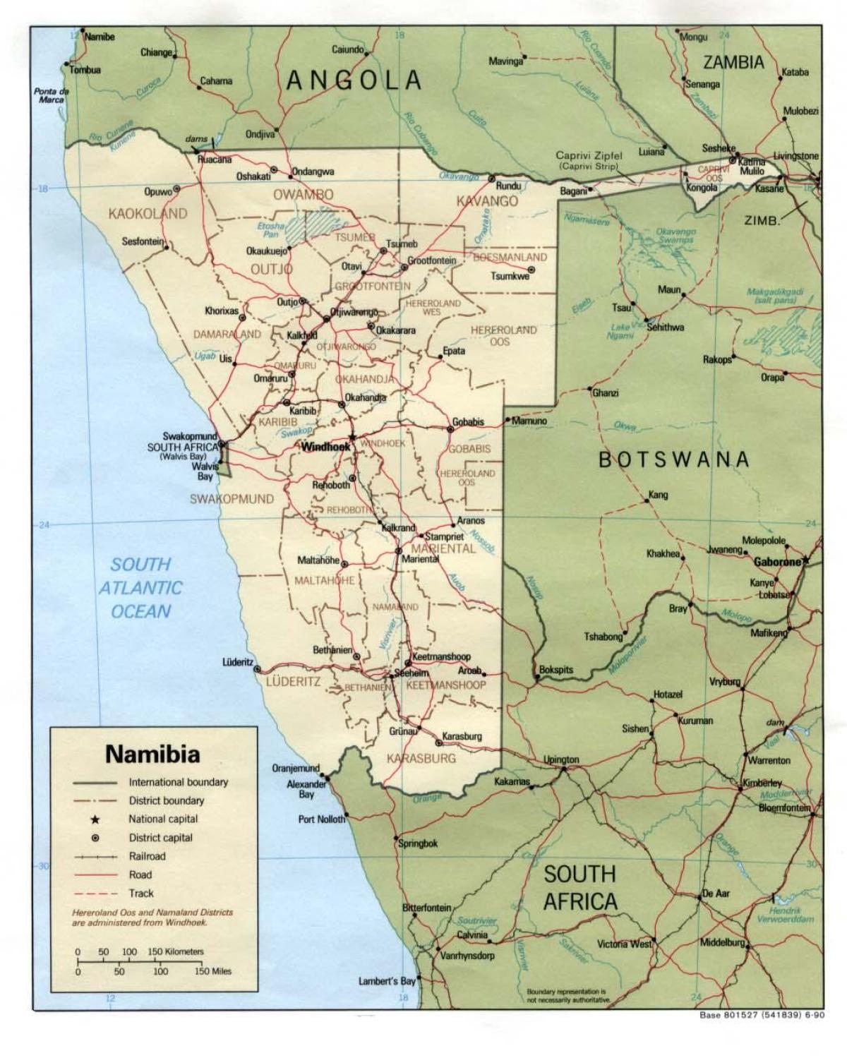 Namibia ramani na miji yote